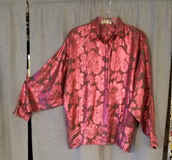 Vintage 80's Metallic Liquid Silk Blouse from Ita… - image 6