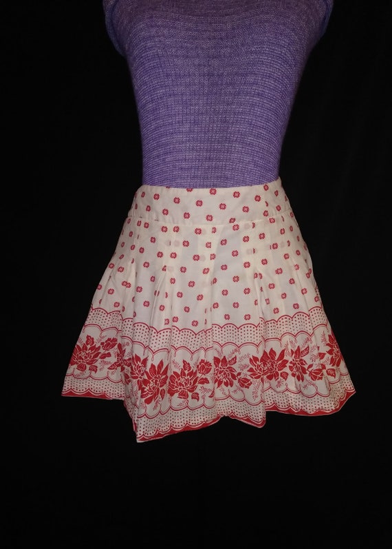Adorable Red & White Cotton Skirt