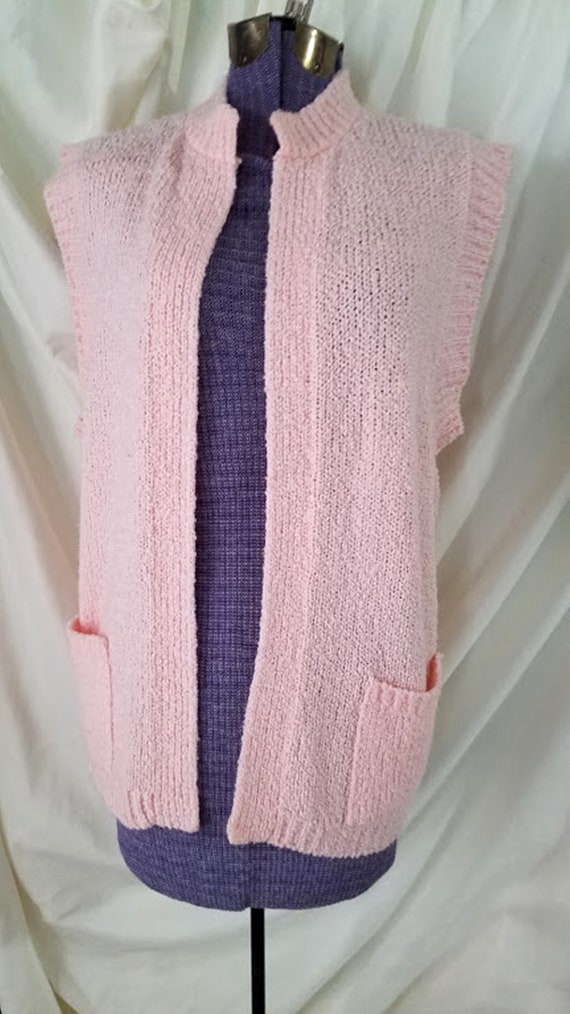 Vintage 70's Bonnie LeRoy Pink Knit Vest