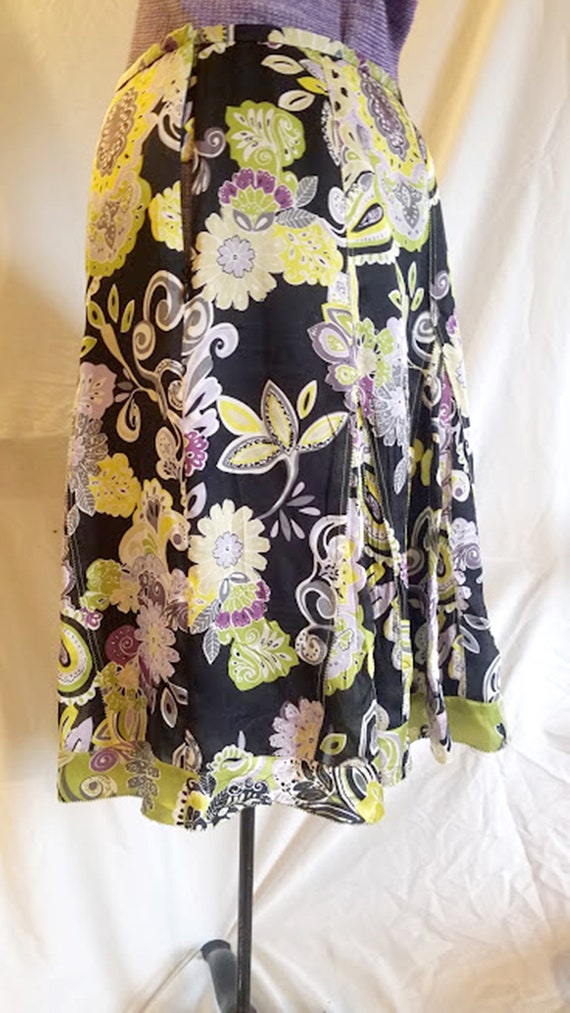 Vintage Silk Floral Panel Skirt - image 1
