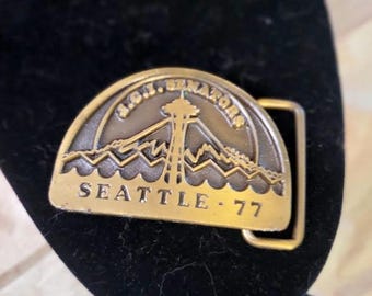 Vintage Seattle 1977 J.C.I Senators Commemorative Brass Belt Buckle