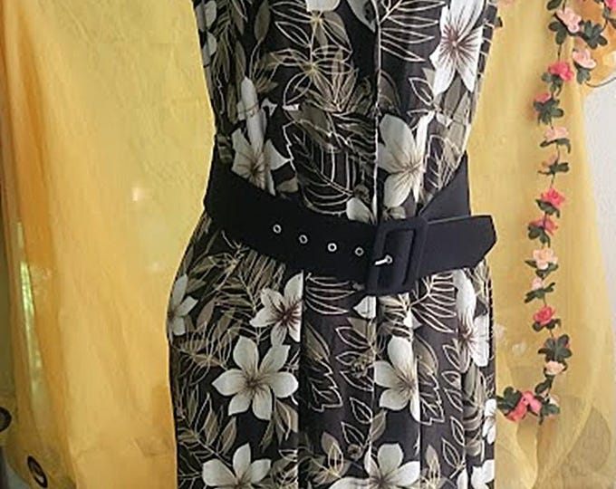 100% Rayon Hawaiian Button Up Maxi Dress - Side Pockets