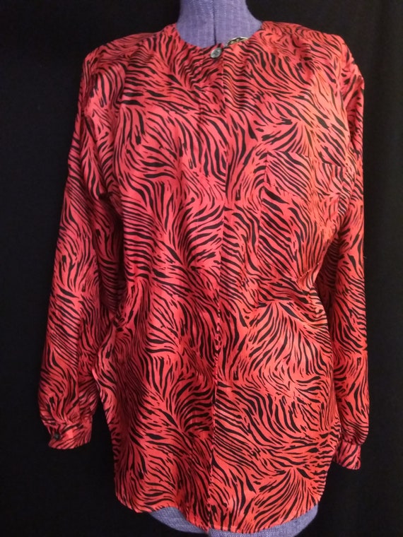 Vintage 80's Tiger Blouse- Halloween Colors - image 3