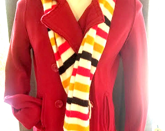 Warm Football Night Double-Breasted Red Knit Jacket