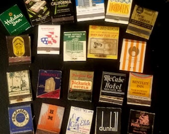 Vintage Mid-Century Modern 21 Piece Matchbook Collection- Hotels