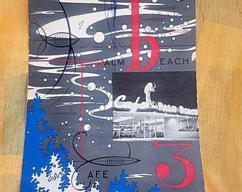 Vintage 1940's Palm Beach Cafe Mid Century Modern Menu