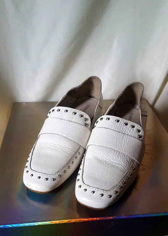 Vintage 90's Kenneth Cole Studded White Leather L… - image 1