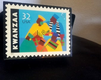 Rare KWANZAA Collectors Edition USPS Stamp Lacquer Music Box