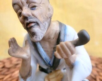 ARDCO Fine Quality Porcelain Figurine Old Wise Man Smoking Pipe