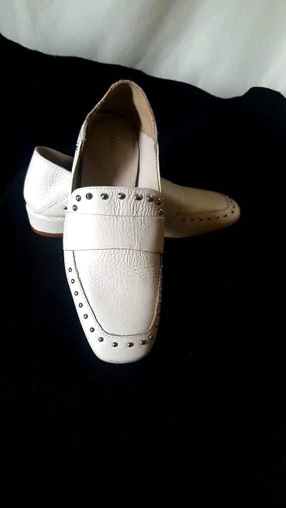 Vintage 90's Kenneth Cole Studded White Leather L… - image 2