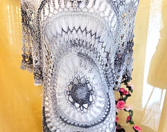 Beautiful Silver and Gray Acrylic Crochet Swimsuit Cover-Up, Top, Dress