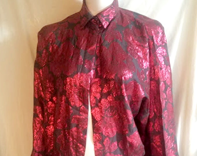 Vintage 80's Metallic Liquid Silk Blouse from Italy