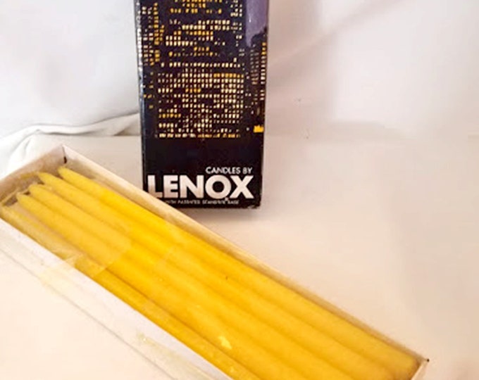 Vintage Lenox Tiny Tapers Hand-Dipped 10" Candles in Box - Lemon Yellow