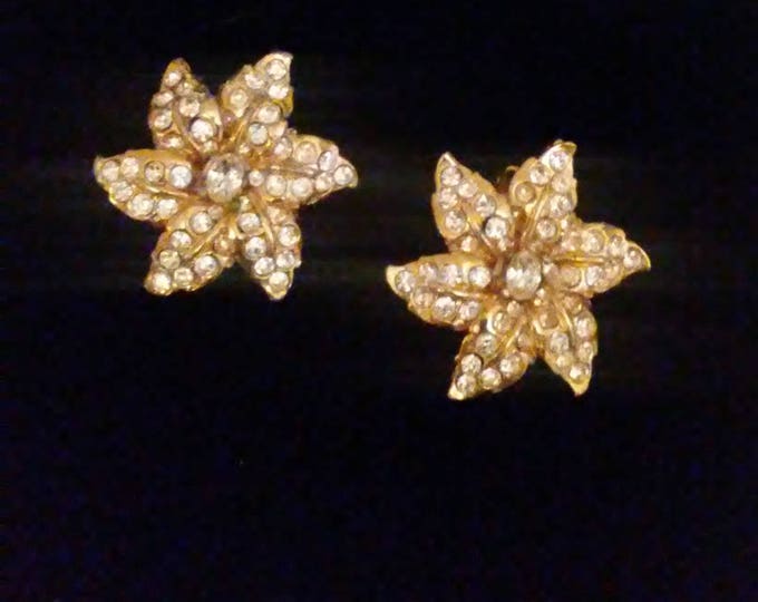 Vintage Todd Anthony Rhinestone Flower Earrings