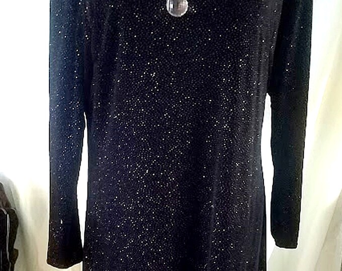Full Figure Black Velour Sparkly Mini Dress