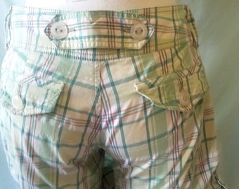 Vintage Y2K Lime Plaid Skater Shorts