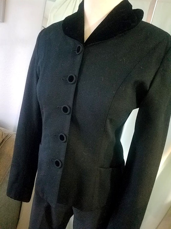 Vintage bebe Velvet Trimmed Black Wool Jacket