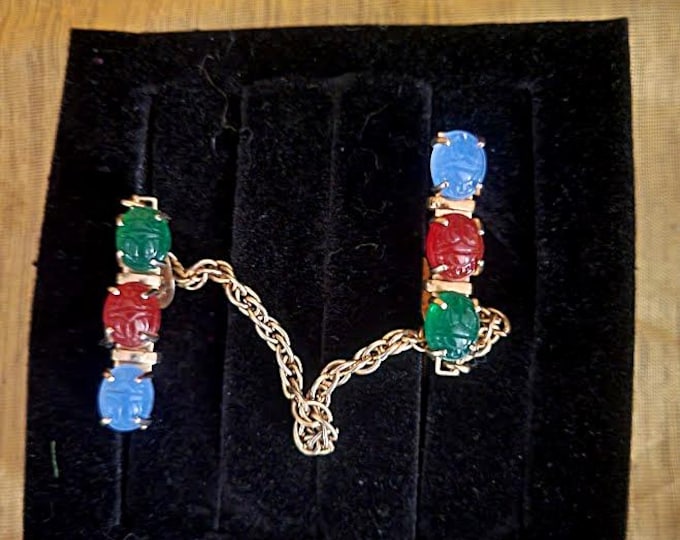 Colorful Cabochon Sweater Clip/Tie Clip Vintage 1960's-70's