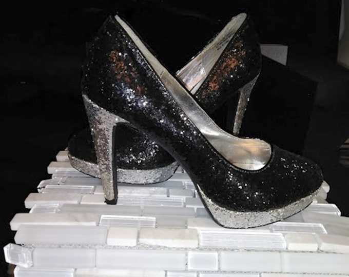 Vintage 80's Glitter Tuxedo Platforms