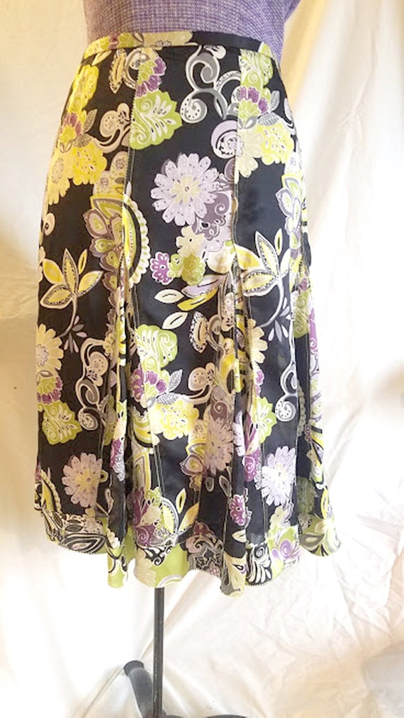 Vintage Silk Floral Panel Skirt - image 3