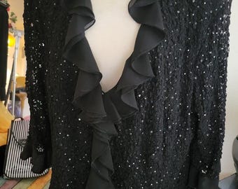 Vintage 90's Sparkly Ruffled Cocktail Jacket/Blouse