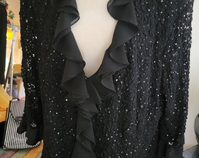 Vintage 90's Sparkly Ruffled Cocktail Jacket/Blouse