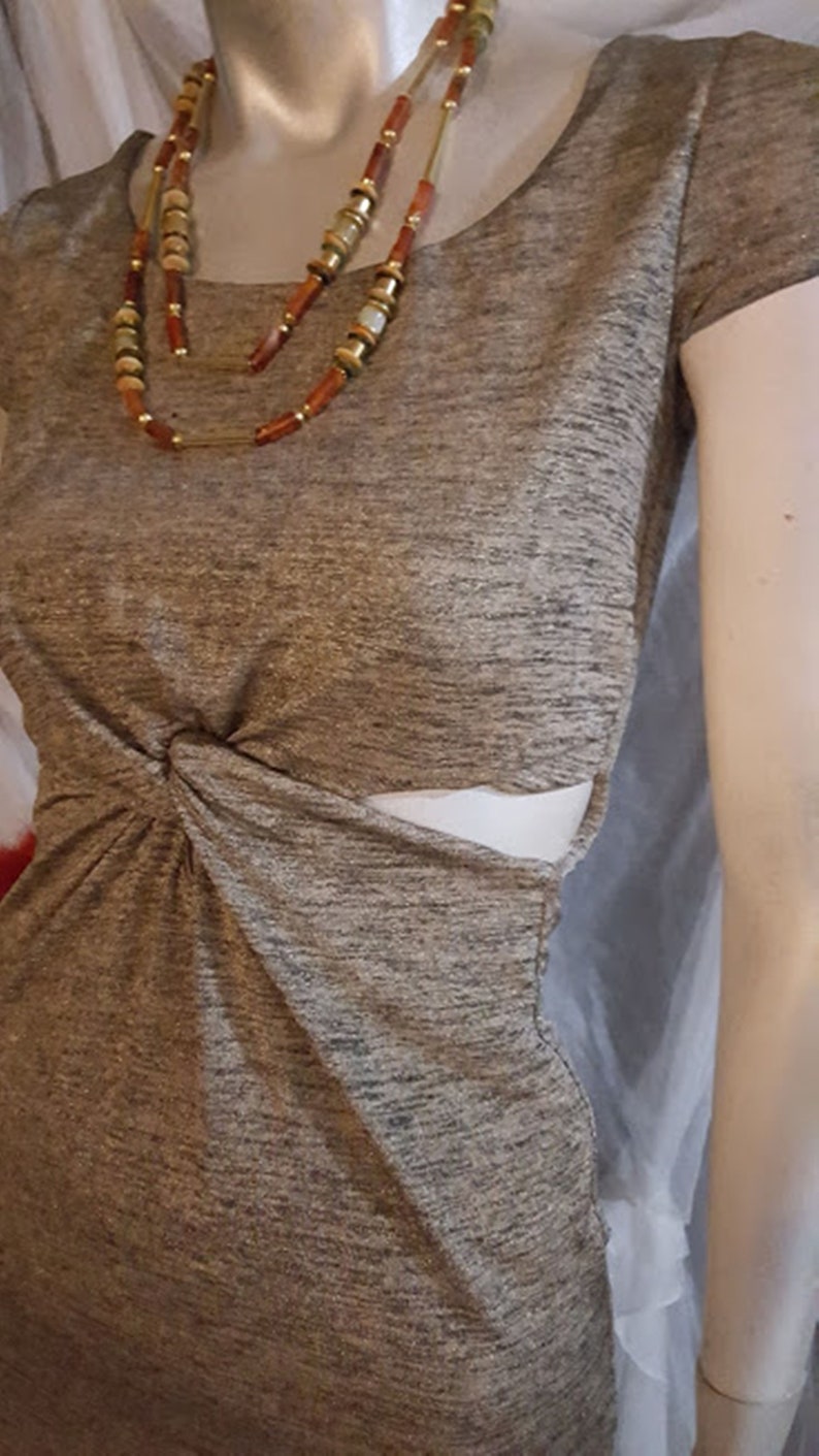 Vintage Charlotte Russo Metallic Knit Cut-Out Mini Dress
