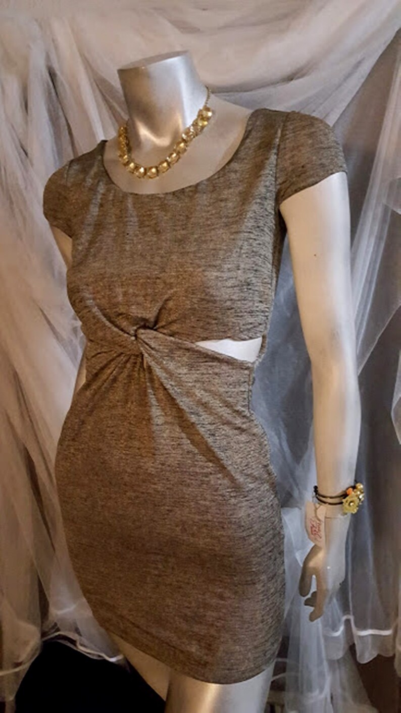 Vintage Charlotte Russo Metallic Knit Cut-Out Mini Dress