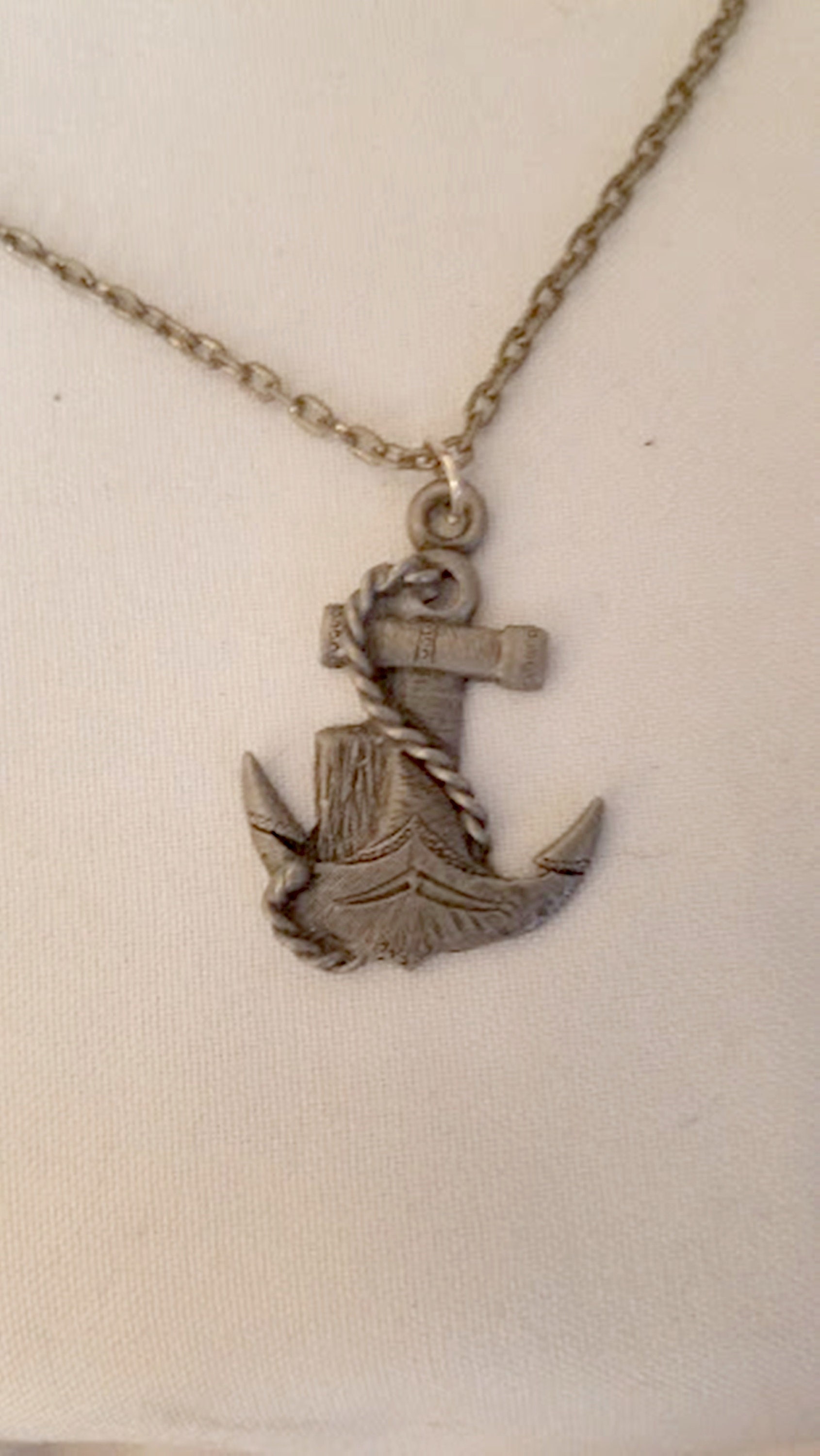 Vintage Pewter Nautical Anchor Pendant