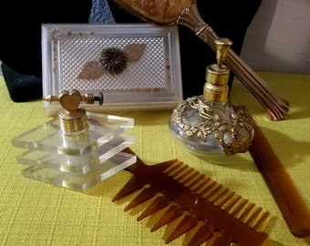 Six-Piece Vintage 1940's Perfume/Vanity Collectibles Gift Set