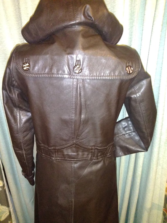 Amazing Vintage 70's Dark Brown Leather Coat Doub… - image 8