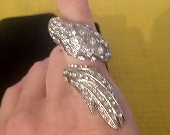 Vintage 80's Hollywood Rhinestone Snake Ring