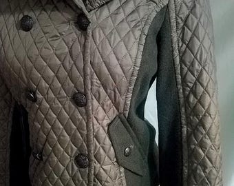 Vintage 90's Bernardo Quality Quilted Jacket *Double-Breasted *Army-Green *Luxury Look