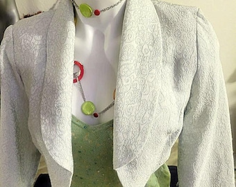 Vintage 80's Brocade Tuxedo Bolero Celery Green