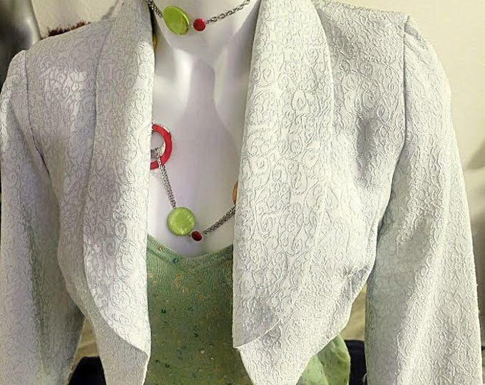 Vintage 80's Brocade Tuxedo Bolero Celery Green