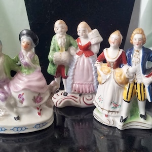 Victorian Hand-Painted Porcelain Figurines - Collection of 3 -Japan