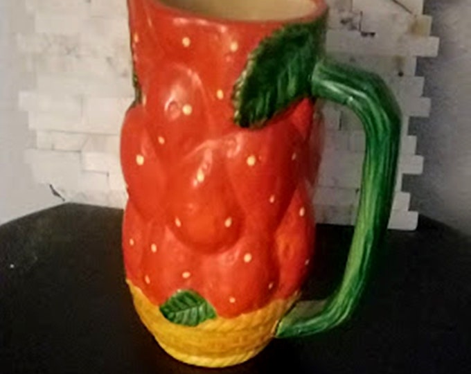 Vintage Japan Ceramic Strawberry Pitcher