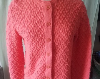 Vintage 70's British Vogue Wintuk Cardigan Sweater in Tangerine