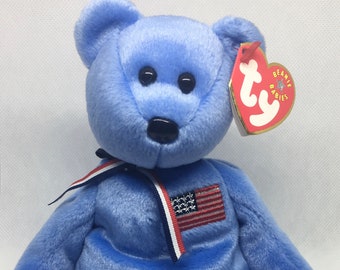 Retired! Mint Condition: In Memory of Sept. 11th, 2001, Blue America Beanie Baby