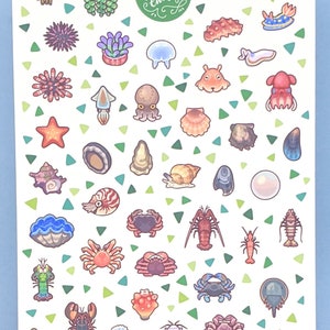 Animal Crossing Sea Creatures Sticker Bogen - Animal Crossing New Horizons - Nintendo Aufkleber - Niedliche Sticker