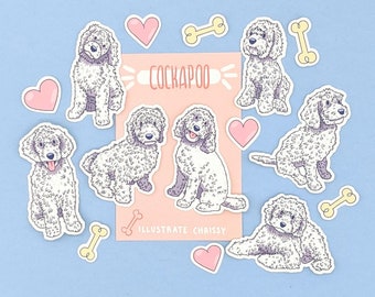White Cockapoo Stickers - Cute Waterproof Dog Stickers