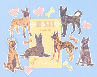 Dutch Shepherd Sticker Set - Waterproof Dog Stickers
