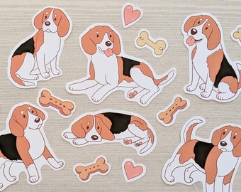 Pegatinas de Beagle de dibujos animados - Resistentes al agua