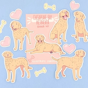 Deadgrass Chesapeake Bay Retriever Stickers - Cute Dog Sticker Set - Dog Lover Gift