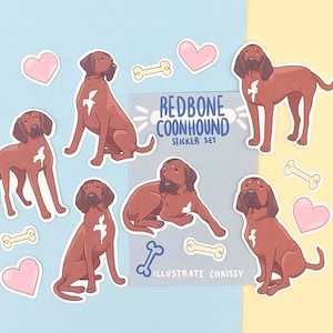 Redbone Coonhound mit weißen Tupfen Aufklebern - Süßer Hundeaufkleber-Set