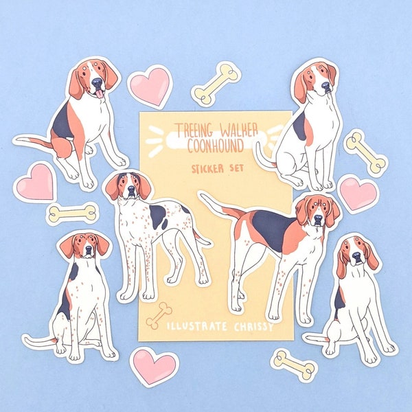 Treeing Walker Coonhound Stickers - Cute Dog Stickers - Hound Dog Stickers