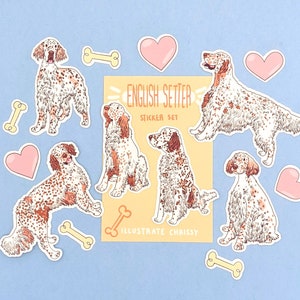 English Setter Stickers - Orange Belton - Waterproof