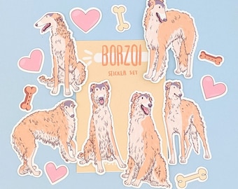 Borzoi Sticker Set - Waterproof Stickers