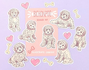 Bichonpoo Stickers - Cute Bichon Poodle - Dog Sticker Set