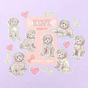 Bichonpoo Stickers - Cute Bichon Poodle - Dog Sticker Set